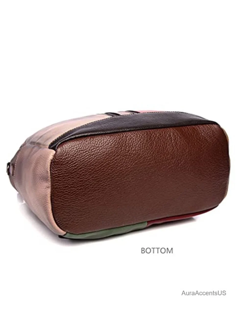 Genuine Leather Convertible Backpack Shoulder Bag Patchwork Satchel